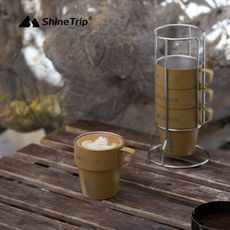 【ShineTrip山趣】304不鏽鋼杯4件組-趣飲套杯套裝 黑色/卡其(悠遊戶外)