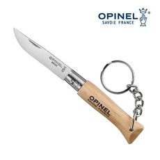 【OPINEL】N°4不鏽鋼折刀-櫸木刀柄(附鑰匙圈) 000081 (悠遊戶外)