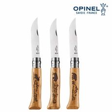 【OPINEL】N°8法國不鏽鋼折刀 麋鹿/熊/野牛雕刻 OPI002627~29 (悠遊戶外)