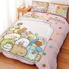 【HUGS】角落生物 kitty 拉拉熊 航海王 雙子星 雙人床包薄被套組 正版授權 台灣製造