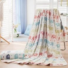 【HUGS】純棉兒童六層紗布童被105 x 110 cm 嬰兒包巾 蓋毯