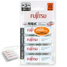 日本製 富士通 3號AA低自放電1900mAh充電電池HR-3UTC (3號4入)+專用儲存盒*1