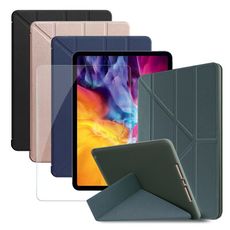 AISURE for 2020 iPad Pro 11吋星光Y折可立保護套+9H鋼化玻璃貼組合