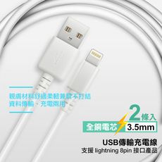For iPhone Lightning 8 pin USB副廠傳輸充電線 2 條-可用iPad 4