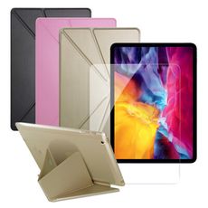 CityBoss for iPad Pro 11吋 2020 浪漫晶彩可立皮套+9H鋼化玻璃保護貼