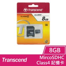 Transcend 創見 MircoSDHC Class4 8GB 記憶卡(附轉卡)