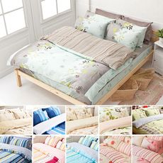 【戀家小舖】100%純棉 雙人床包含兩件枕套 多款任選 台灣製
