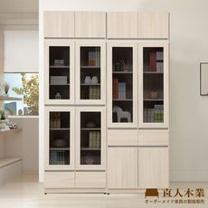 直人木業-DORIS現代風玻璃高被櫥書櫃組160公分(下抽80公分+中抽80公分)
