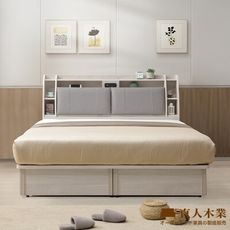 直人木業-MZ卓越當代日系風收納大四抽床組(附USB插座)-標準雙人5尺