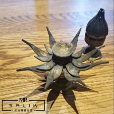 [mr.salik] 尼泊爾手工藝品 古物 機械蓮花蠟燭台 燭台 -