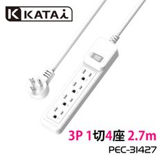 【Katai】3孔1開關4插座MIT台灣製造延長線270cm/PEC-31427