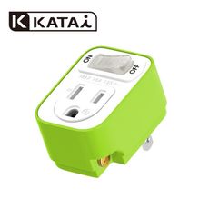 【Katai】開關式3孔轉2孔MIT台灣製造電源轉接頭-綠色/PAD-311G