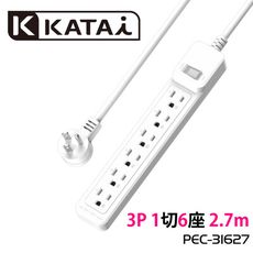 【Katai】3孔1開關6插座MIT台灣製造延長線270cm/PEC-31627