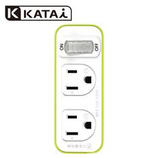 【Katai】3孔轉2孔2插座開關式MIT台灣製造電源轉接頭-綠色/PAD-312G