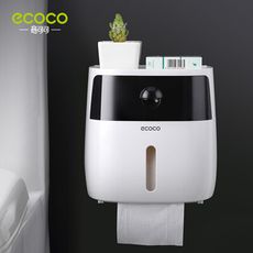【ECOCO意可可】衛生紙盒-雙層款 壁掛式 浴室 廚房 置物 衛生紙 紙巾 捲紙 抽取 收納