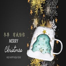 【JAR嚴選】聖誕樹雙層玻璃杯(聖誕樹 冬季 雪融杯蓋)