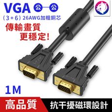 【1米】 VGA Cable 高畫質影像傳輸線 連接線 加粗線芯電腦訊號線 15Pin 公對公