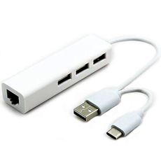 USB2.0加USB3.1Type-C雙接頭轉USB2.0X3加RJ45 HUB集線器