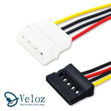 Veloz-D型4pin轉15pin SATA電源供應線(SA-06)/三入一組