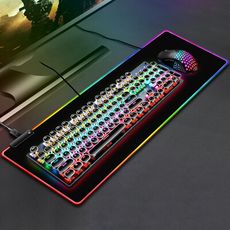 桌布加大款RGB炫彩USB循環燈條軟布電競滑鼠墊