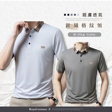 格紋領刺繡男短袖POLO衫-5色 M~3XL碼 歐美大牌風馬旗徽章上衣【TX164324】