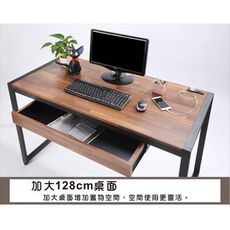 概念家居｜木紋拼時尚工作桌128CM 工業風 電腦桌 辦公桌 書桌 MK-128