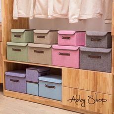 Abby生活百貨》北歐風棉麻收納箱 (小號) 三層櫃抽屜置物盒 仿棉麻收納箱 摺疊收納箱 摺疊整理箱