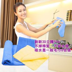 【LIERJIA 麗爾家】3秒軟化-最新無阻力 3D立體PVA 吸水擦拭巾-3件組(1大+2小)