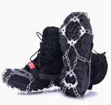 19齒簡易冰爪防滑鞋套登山雪爪不鏽鋼釘鞋鏈攀岩裝備