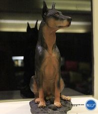 仿真動物設計杜賓獵犬帶底座裝飾品工藝品