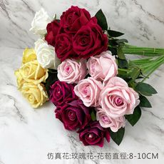 仿真花 8-10cm 玫瑰花 家居裝飾 店面佈置 拍照道具 婚禮佈置 花牆-42元/朵