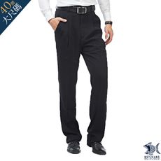 【NST Jeans】男羊毛西裝褲 打摺中高腰寬版 飽和純黑 001(7275) 大尺碼