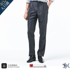 【NST Jeans】男羊毛西裝褲 打摺中高腰寬版 夏季西裝褲 白網點鐵灰002-8773台製中老年