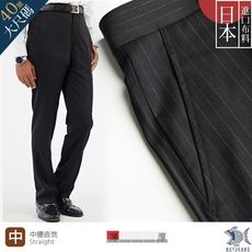 【NST Jeans】男羊毛西裝褲 微彈中腰直筒 日本布料_經典Black細條紋391(6958)