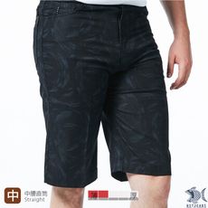 【NST Jeans】男黑單寧短褲 中腰直筒 黑羽毛印花 390(9528)台製