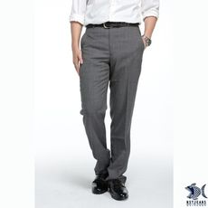 【NST Jeans】灰色羊毛西裝褲 中腰直筒無打摺 極緻直橫交織  390(5821)大尺碼