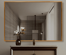 鏡子 浴室鏡 40*60cm 壁掛鏡 化妝鏡 置物架 衛生間鏡子免釘壁掛帶框浴室鏡鋁合金邊框浴室鏡子