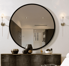 鏡子 圓鏡 鏡子帶置物架 70cm 化妝鏡 北歐鋁合金浴室鏡子免釘壁掛鏡子廁所洗手間鏡子圓鏡浴室鏡