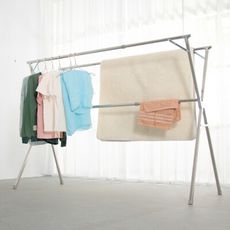 IDEA-X型全折疊2.4米不鏽鋼三桿伸縮棉被曬衣架