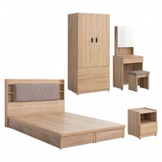 IDEA-MIT寢室傢俱暖色木作五件組(不含床墊)