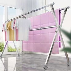 IDEA-第二代升級版滾輪2.4米摺疊伸縮曬衣架