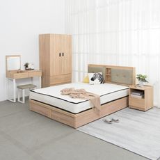 IDEA-MIT寢室傢俱雙人五尺六件組(含獨立筒床墊)