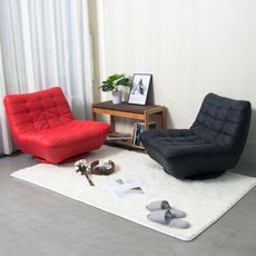 IDEA-皮革簡約單人旋轉沙發椅
