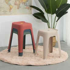 IDEA-簡約撞色塑膠高腳凳八入組