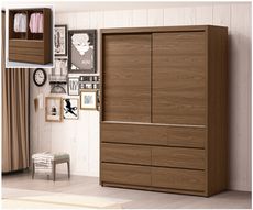 IDEA-家具系列木紋5X7抽屜滑門式衣櫃