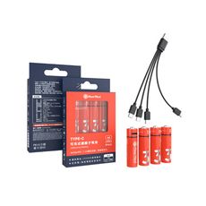 Meet Mind USB C AA/3號 可充電式鋰電池4入一卡 附1對4充電線
