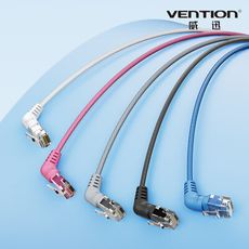 VENTION 威迅 IBO系列 CAT6A 超六類雙彎頭可旋轉纖細高速網路線 1M