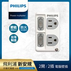 philips 飛利浦 2開2插 電腦壁插 新安規 台灣製公司貨