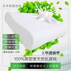 【現貨】100%天然乳膠枕 工學護頸型 防蹣 抗菌 舒適 透氣 枕心 枕頭