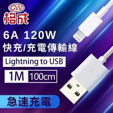 【格成】快充充電傳輸線 Lightning USB TO USB 1M 快速充電 6A 120W